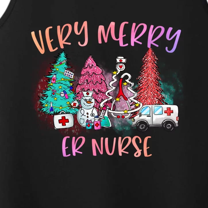 Very Merry Er Nurse Christmas Tree Emergency Room Nurse Xmas Meaningful Gift Performance Tank