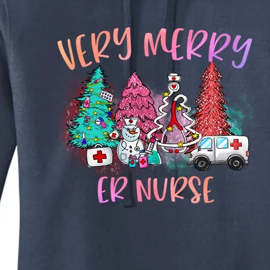 Very Merry Er Nurse Christmas Tree Emergency Room Nurse Xmas Meaningful Gift Women's Pullover Hoodie