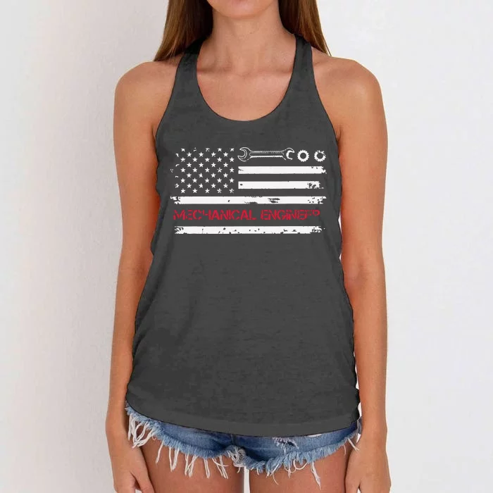 Vintage Mechanical Engineer American Flag Engineering Women's Knotted Racerback Tank