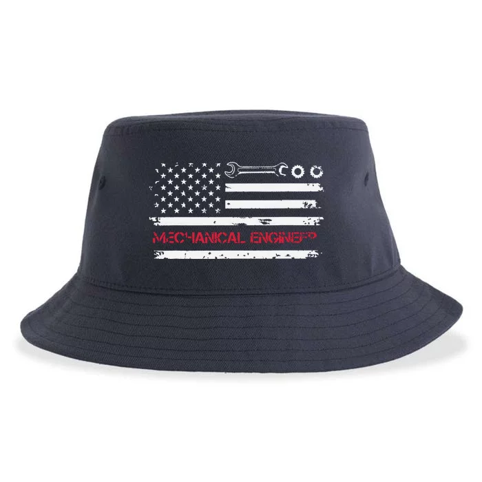 Vintage Mechanical Engineer American Flag Engineering Sustainable Bucket Hat