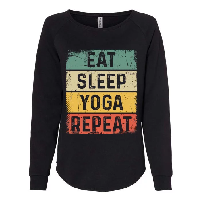 Vintage Meditation Exercise Funny Eat Sleep Yoga Repeat Gift Womens California Wash Sweatshirt