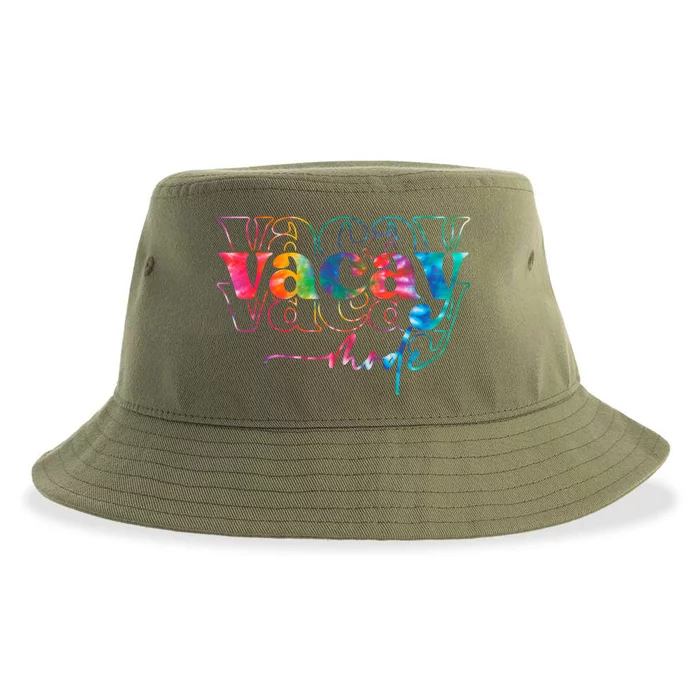 Vacay Mode Funny Tie Dye Hello Summer Vacation Cool Gift Sustainable Bucket Hat