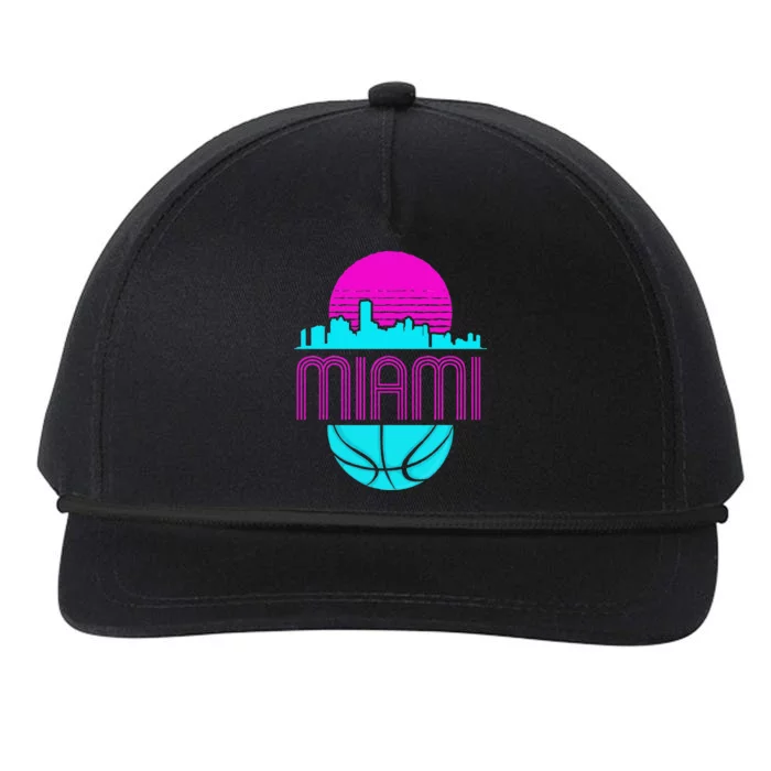 Vintage Miami Florida Cityscape funny player Basketball Snapback Five-Panel Rope Hat