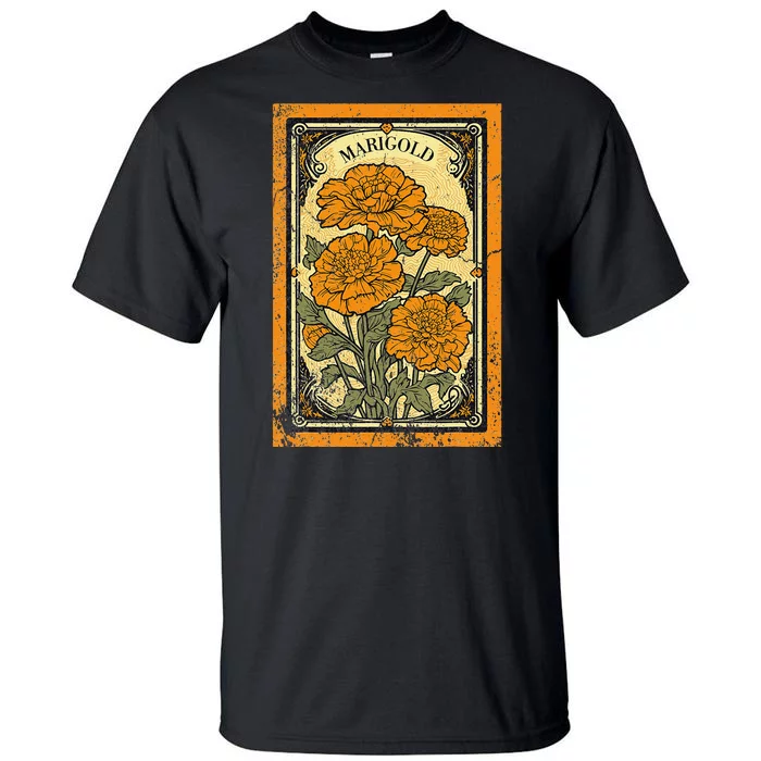 Vintage Marigold Flowers Tarot Card Tall T-Shirt