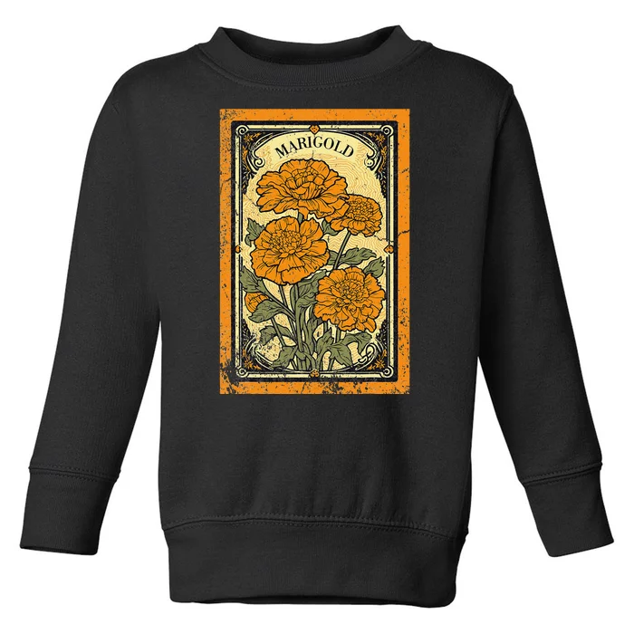 Vintage Marigold Flowers Tarot Card Toddler Sweatshirt