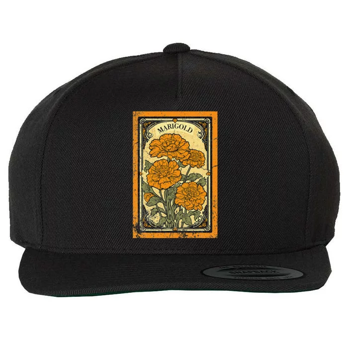 Vintage Marigold Flowers Tarot Card Wool Snapback Cap