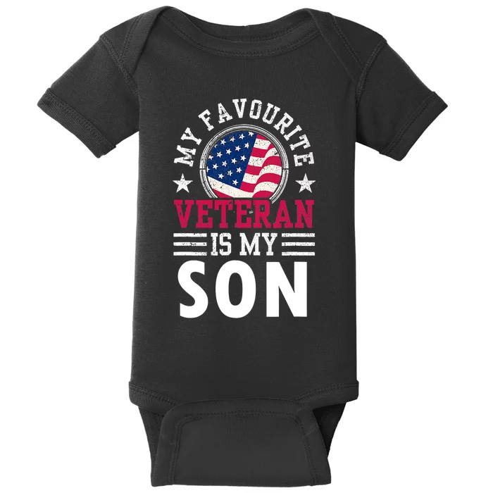 Vintage My Favorite Veteran Is My Son Veterans Relatives Baby Bodysuit