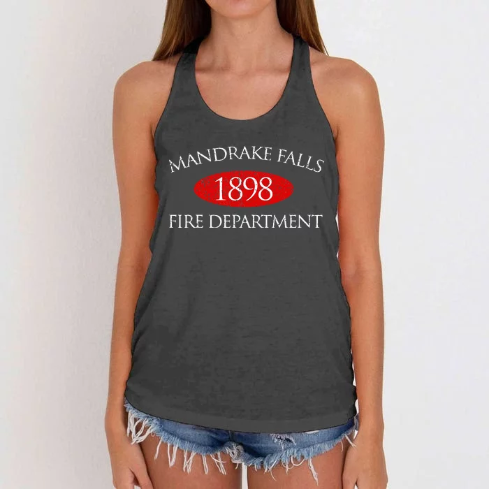 Vintage Mandrake Falls Fire Department Women's Knotted Racerback Tank