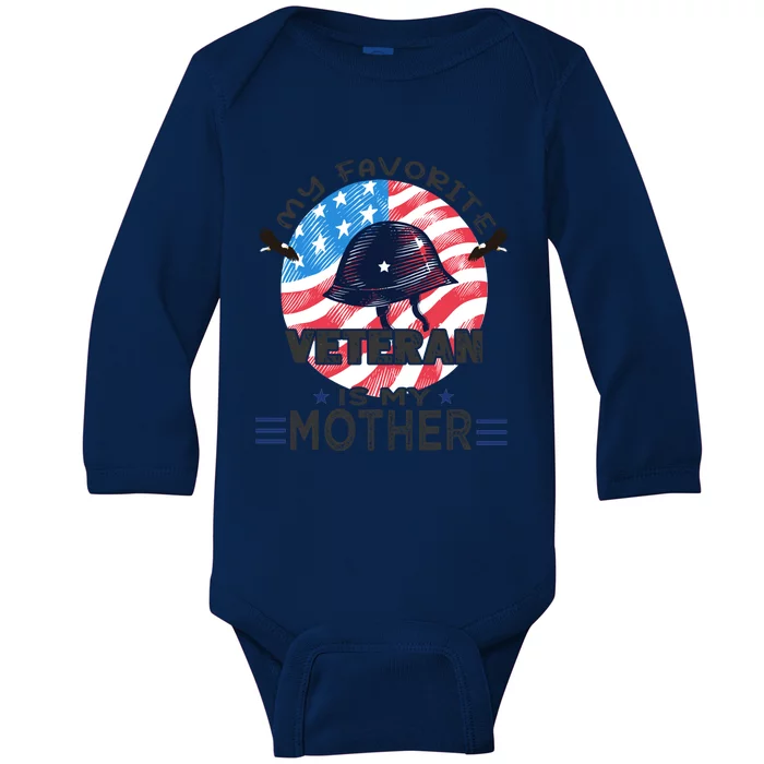 Veteran Mother Favorite Veteran Mother's Day Proud Son Gift Baby Long Sleeve Bodysuit