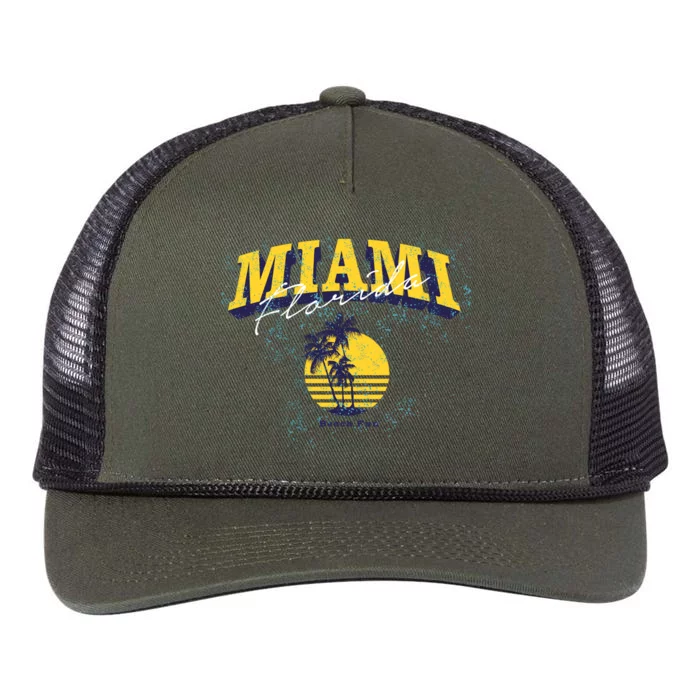 Vintage Miami Florida Beach Fun Retro Rope Trucker Hat Cap