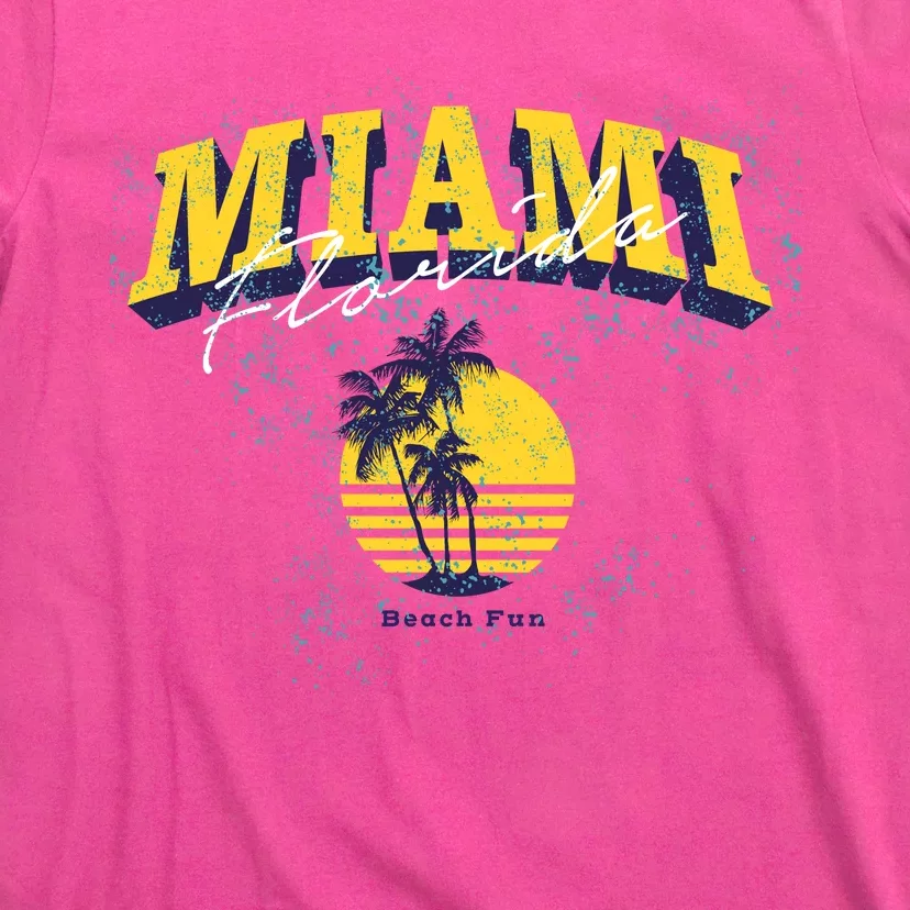 Miami Beach Retro Sunset Tshirt, Unisex Florida Beach Shirt