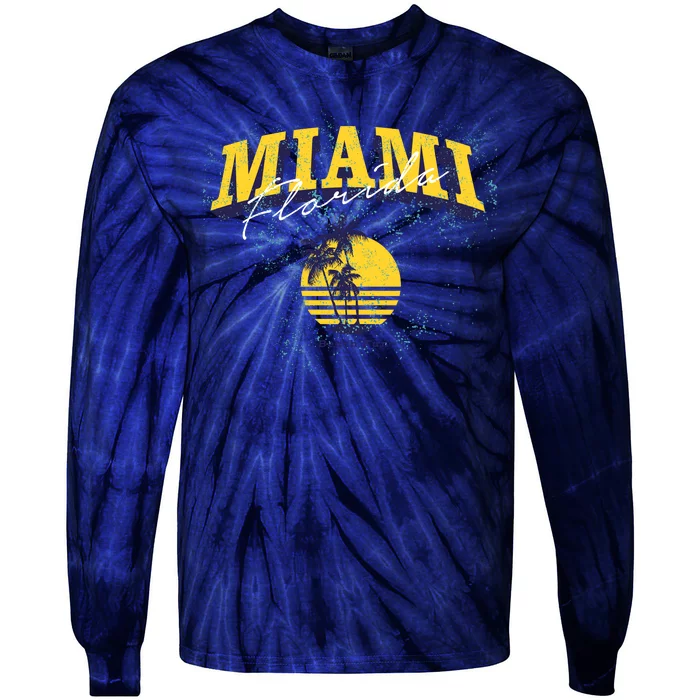 Vintage Miami Florida Beach Fun Tie-Dye Long Sleeve Shirt