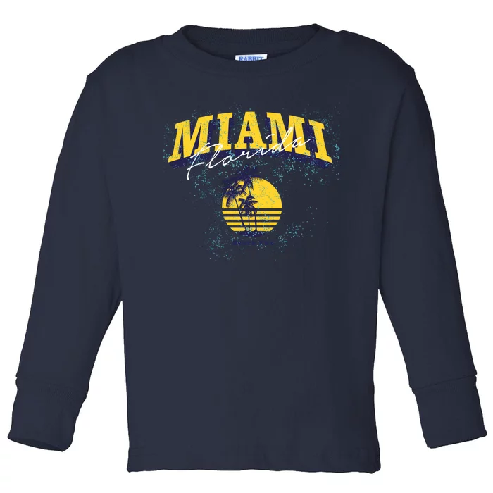 Vintage Miami Florida Beach Fun Toddler Long Sleeve Shirt