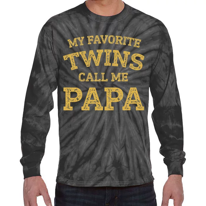 Vintage My Favorite Twins Call Me Papa Grandpa Of Twins Tie-Dye Long Sleeve Shirt