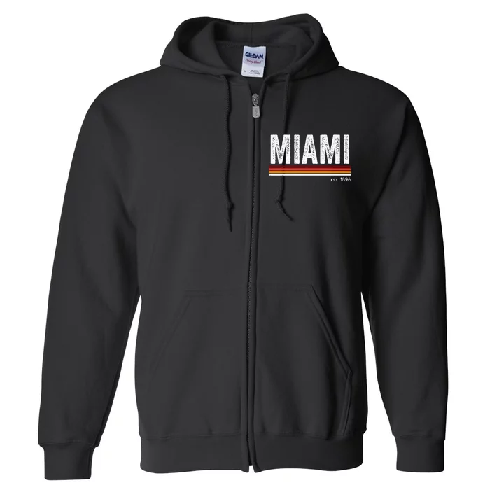 Vintage Miami Florida Est 1896 Souvenir Retro Style Full Zip Hoodie