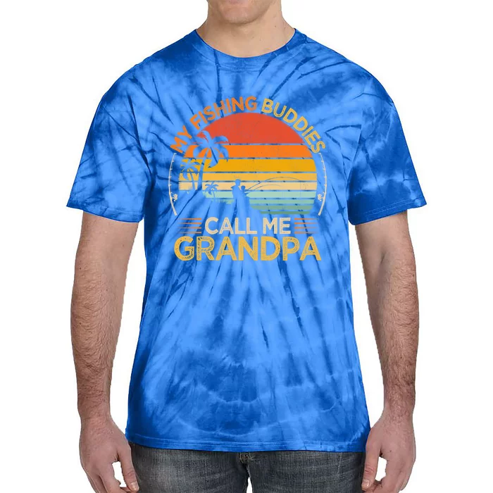 Vintage My Fishing Buddies Call Grandpa Fishing Father's Day Gift Tie-Dye T-Shirt