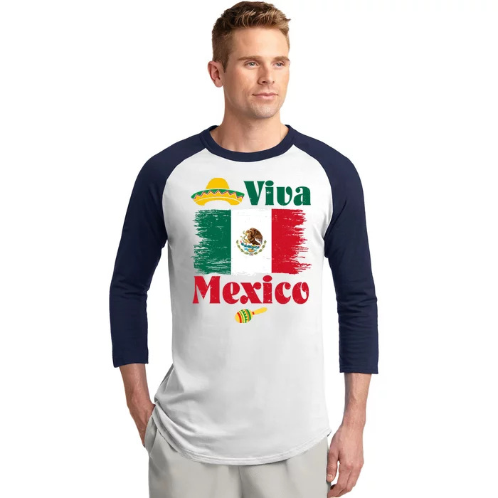 Viva Mexico Flag Mexican Independence Day Baseball Sleeve Shirt