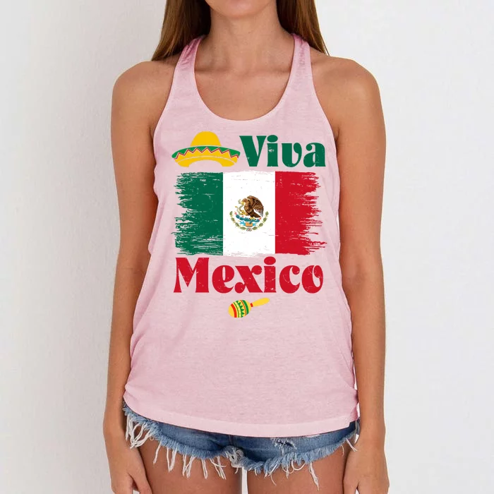 Viva Mexico Flag Mexican Independence Day Women's Knotted Racerback Tank