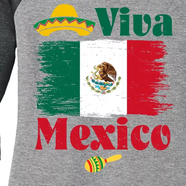 Viva Mexico Flag Mexican Independence Day Women's Tri-Blend 3/4-Sleeve Raglan Shirt