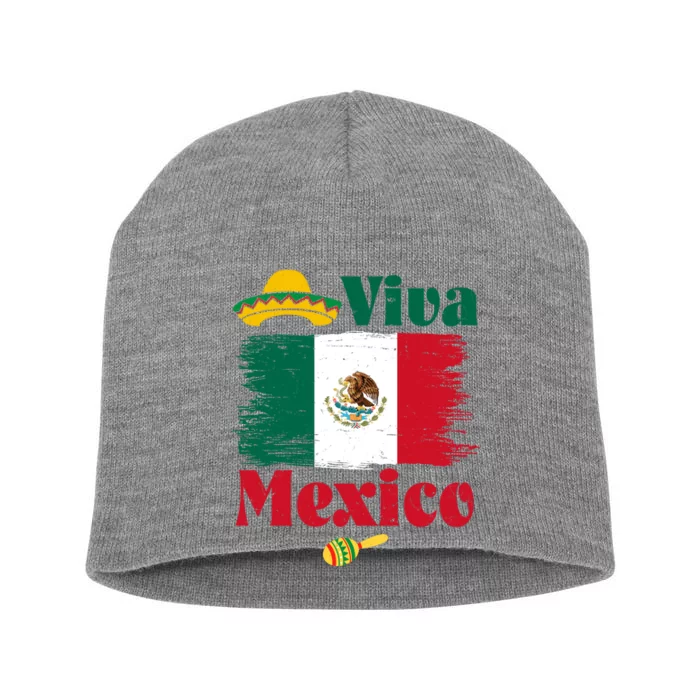 Viva Mexico Flag Mexican Independence Day Short Acrylic Beanie