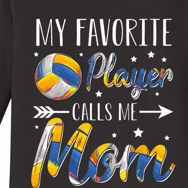 Volleyball My Favorite Player Calls Me Mom Baby Long Sleeve Bodysuit