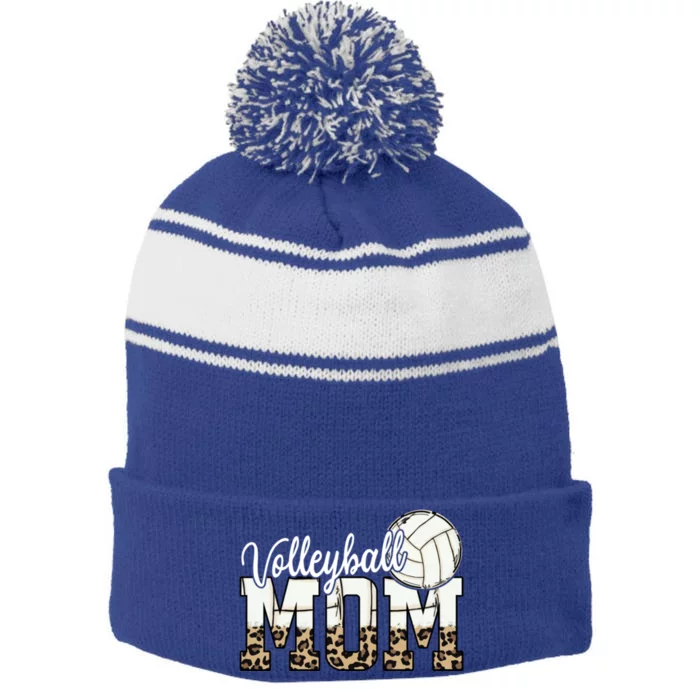 Volleyball Mom Funny Gift Funny Ball Mom Cute Letter Funny Gift Stripe Pom Pom Beanie