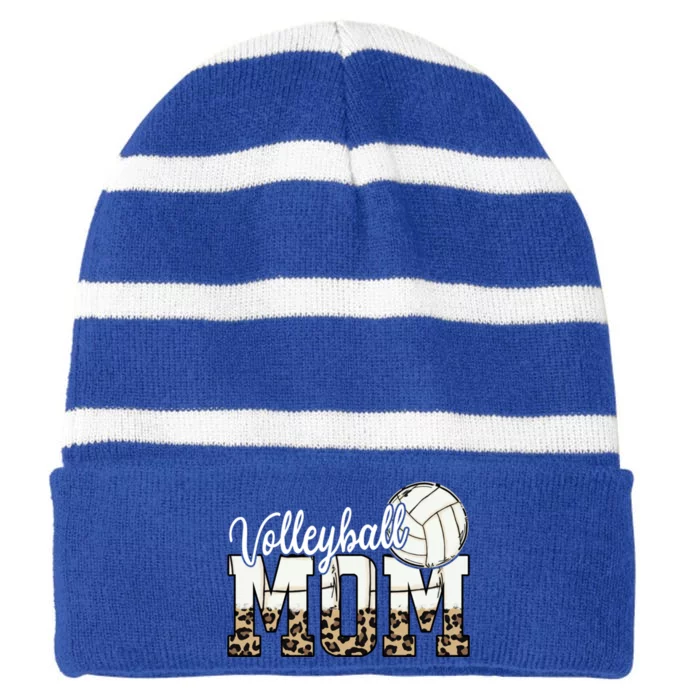 Volleyball Mom Funny Gift Funny Ball Mom Cute Letter Funny Gift Striped Beanie with Solid Band