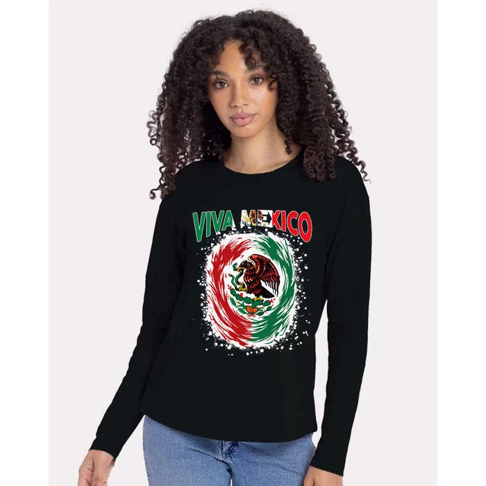 Viva Mexico Flag Mexican Independence Day Gift Womens Cotton Relaxed Long Sleeve T-Shirt