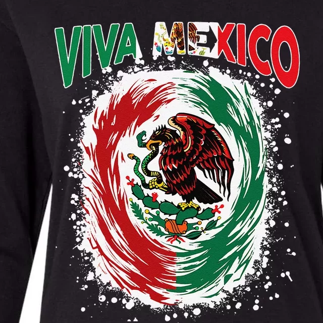 Viva Mexico Flag Mexican Independence Day Gift Womens Cotton Relaxed Long Sleeve T-Shirt