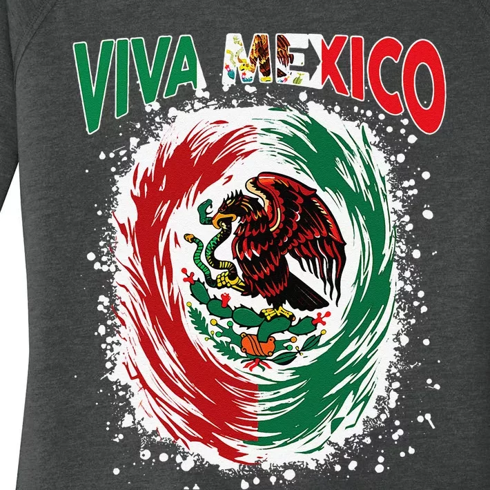 Viva Mexico Flag Mexican Independence Day Gift Women's Perfect Tri Tunic Long Sleeve Shirt