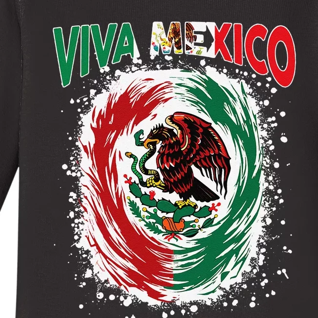 Viva Mexico Flag Mexican Independence Day Gift Baby Long Sleeve Bodysuit