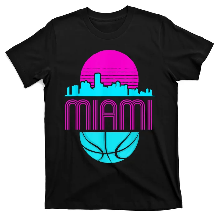 Vintage Miami Florida Cityscape Retro Basketball T-Shirt