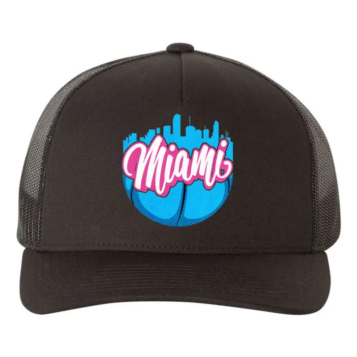 Vintage Miami Florida Cityscape Retro Miami Yupoong Adult 5-Panel Trucker Hat