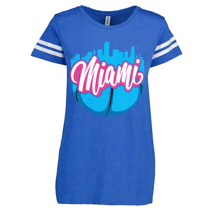 Vintage Miami Florida Cityscape Retro Miami Enza Ladies Jersey Football T-Shirt