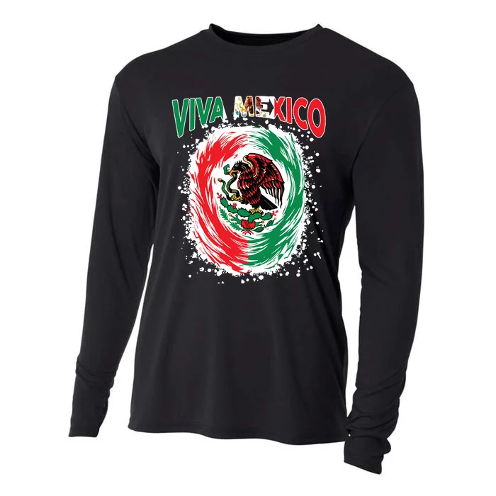 Viva Mexico Flag Mexican Independence Day Cooling Performance Long Sleeve Crew