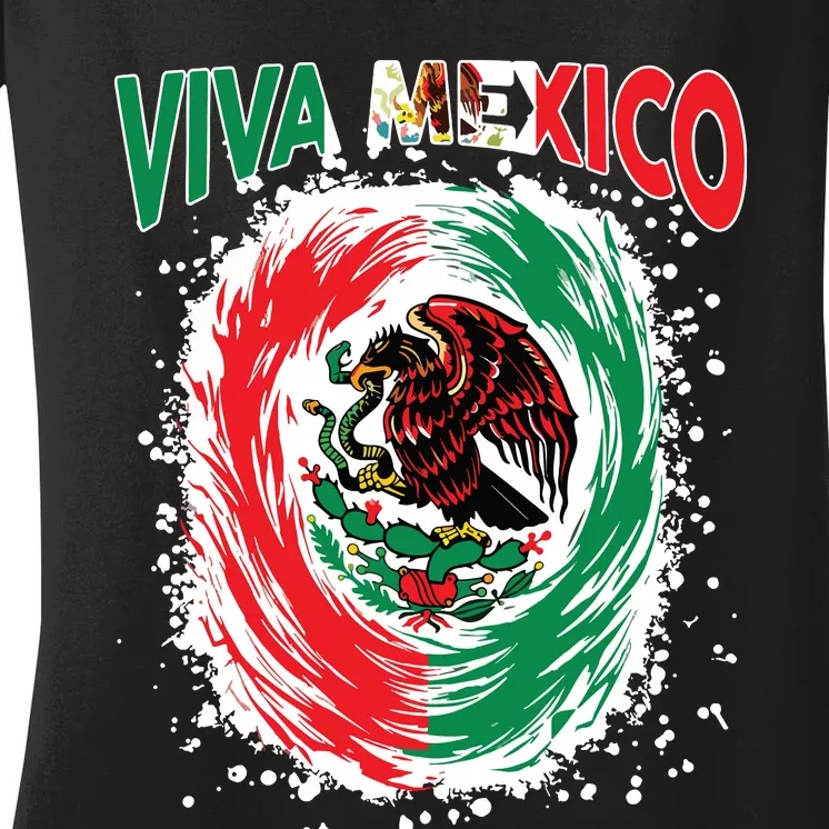 Viva Mexico Flag Mexican Independence Day Women's V-Neck T-Shirt