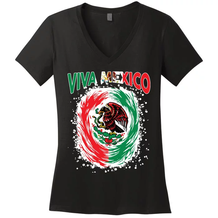 Viva Mexico Flag Mexican Independence Day Women's V-Neck T-Shirt