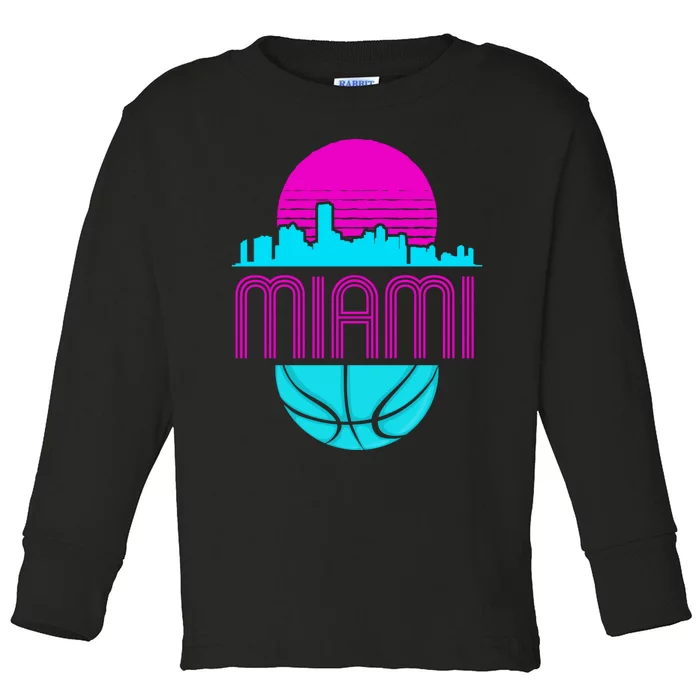 Vintage Miami Florida Retro Basketball I Miami Toddler Long Sleeve Shirt