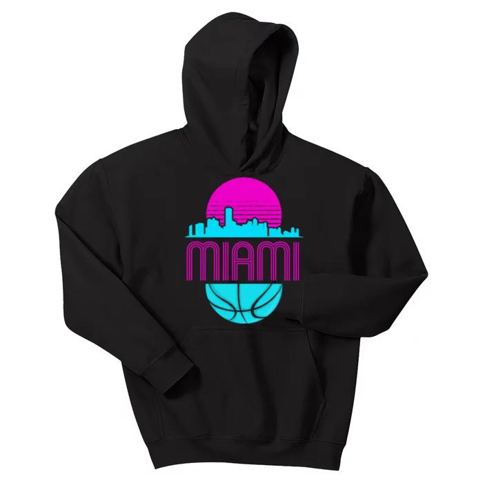 Vintage Miami Florida Retro Basketball I Miami Kids Hoodie