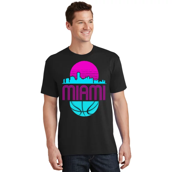 Vintage Miami Florida Cityscape Retro Basketball T-Shirt