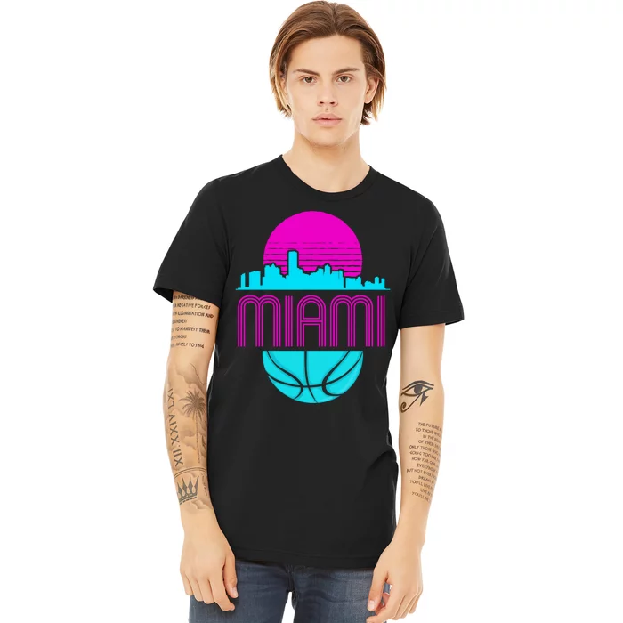 Vintage Miami Florida Cityscape Retro Basketball Premium T-Shirt