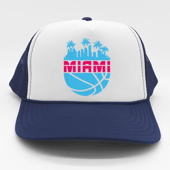 Vintage Miami Florida Retro Basketball I Miami Trucker Hat