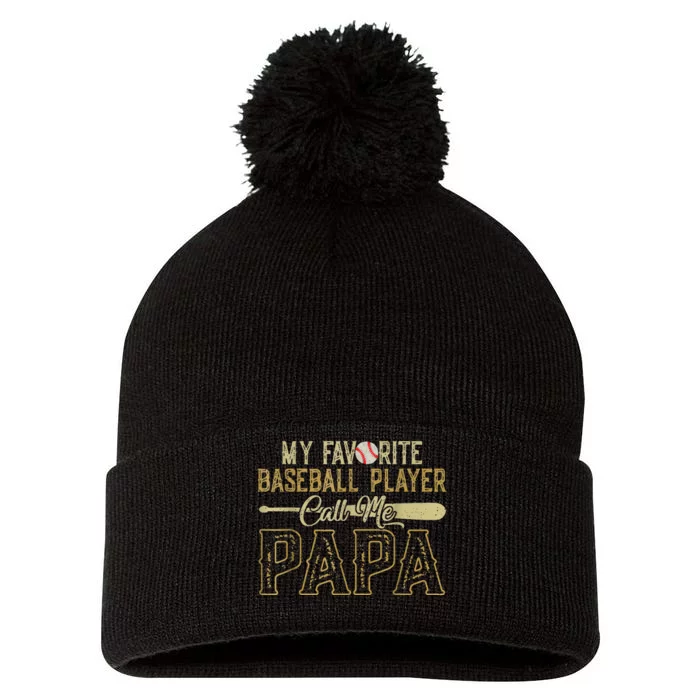 Vintage My Favorite Baseball Player Calls Me Papa Pom Pom 12in Knit Beanie