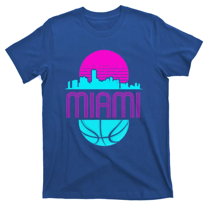 Vintage Miami Florida Cityscape Retro Basketball T-Shirt