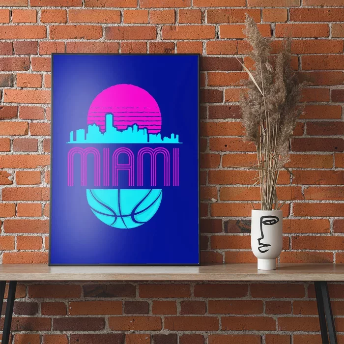 Vintage Miami Florida Cityscape Retro Basketball Poster