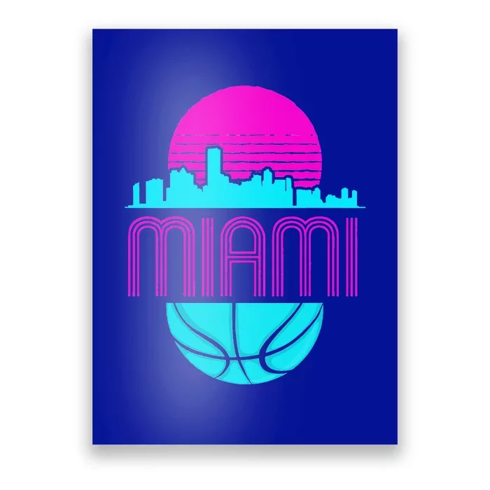 Vintage Miami Florida Cityscape Retro Basketball Poster