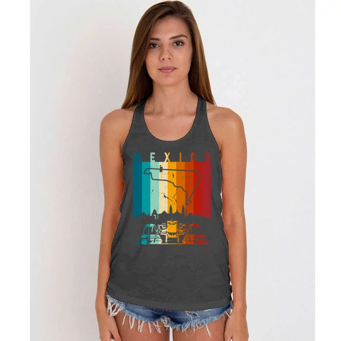 Vintage Mexico Formula Racing Track Circuit Fan Women's Knotted Racerback Tank