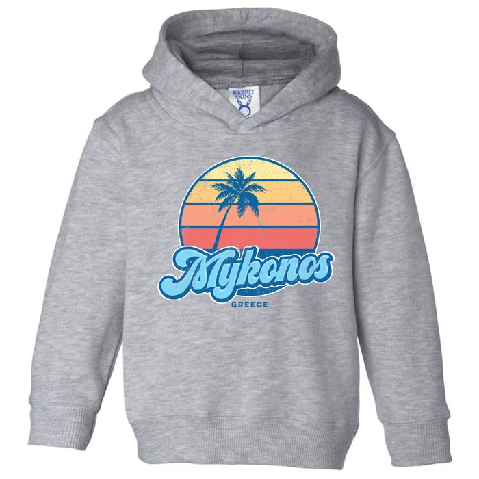 Vintage Mykonos Greece Classic 70s Retro Surfer Toddler Hoodie