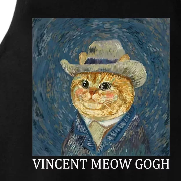 Vincent Meow Gogh Funny Starry Night Cat Van Gogh Cat Ladies Tri-Blend Wicking Tank