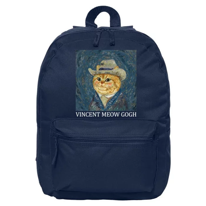 Vincent Meow Gogh Funny Starry Night Cat Van Gogh Cat 16 in Basic Backpack